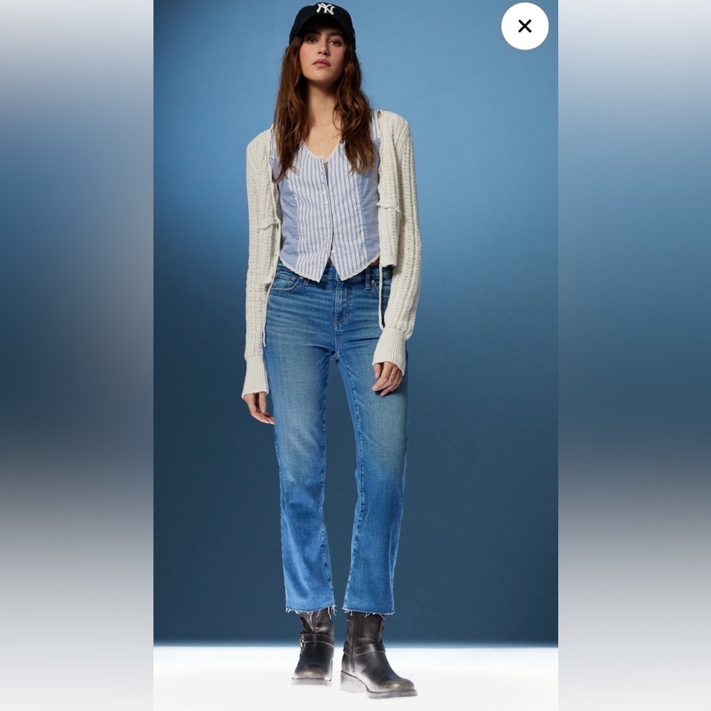 AE stretch high-waisted kick bootcut crop jean